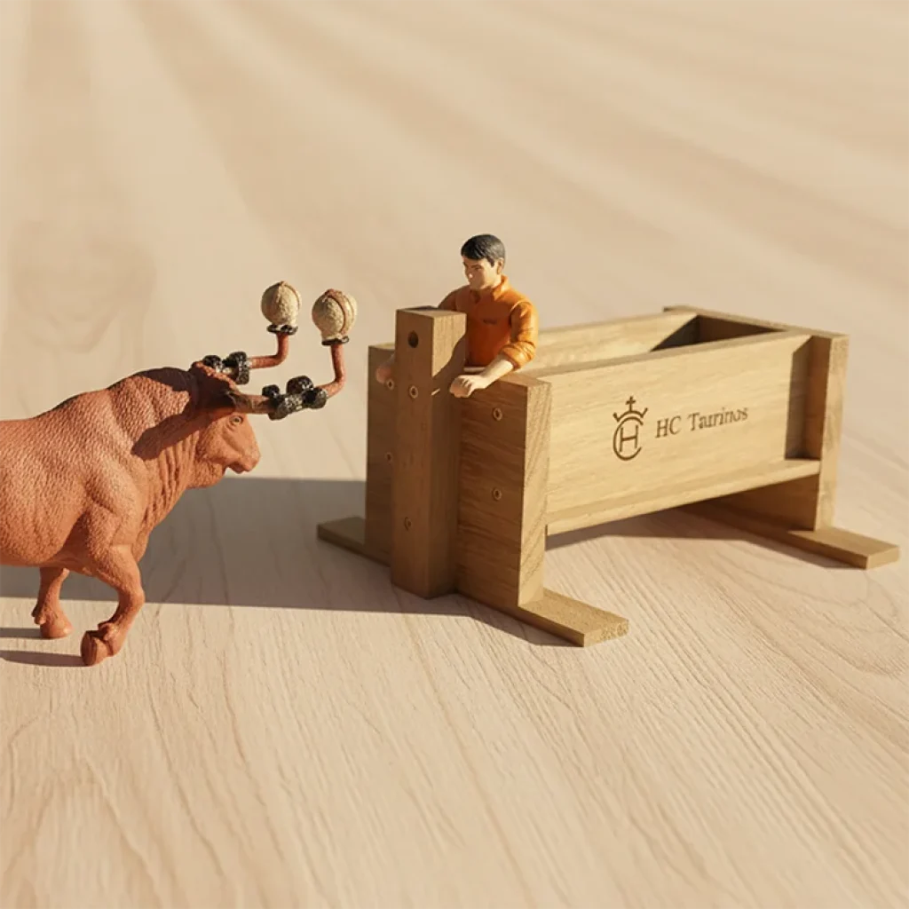 Banco de embolar toros miniatura artesanal