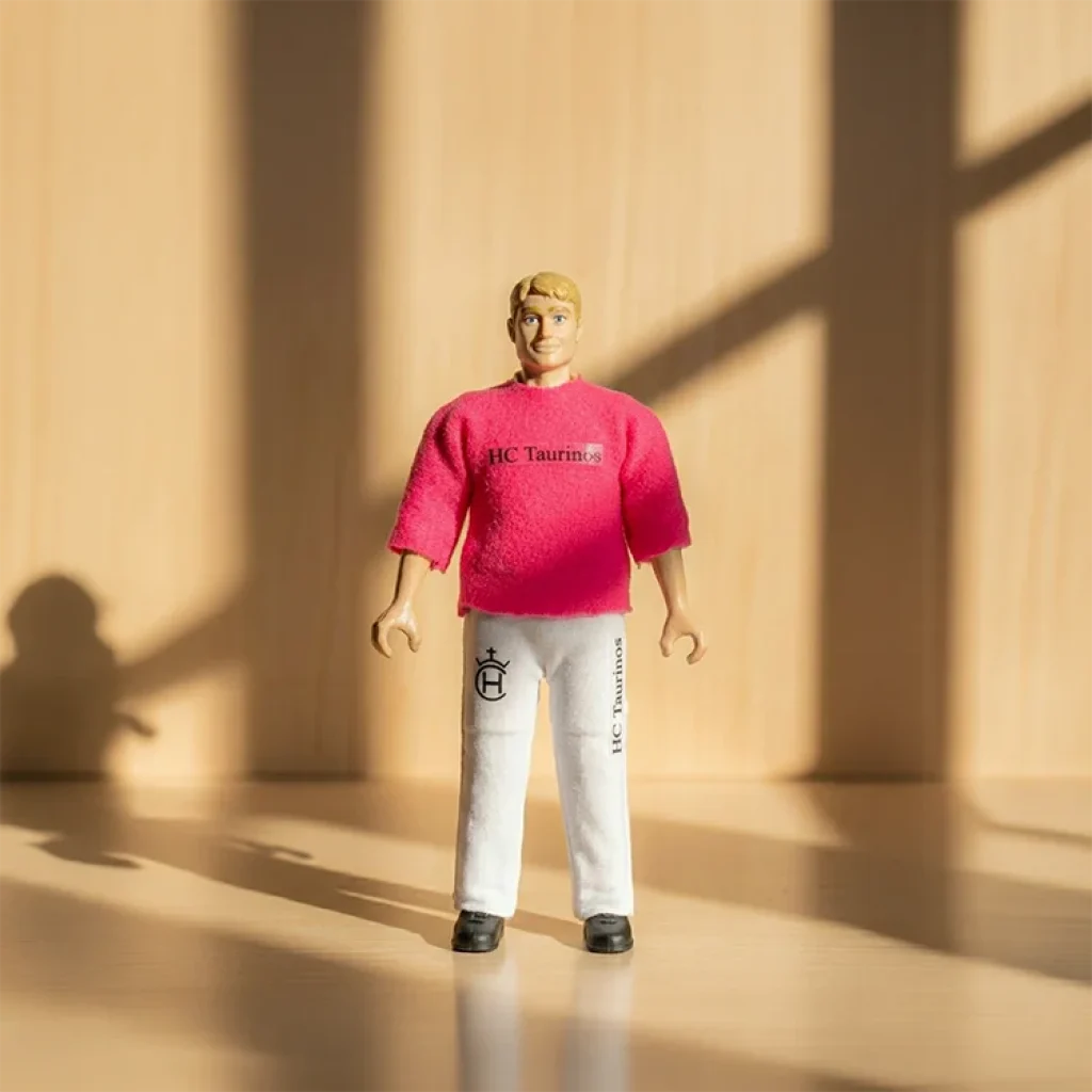 Recortador de toros rosa miniatura artesanal