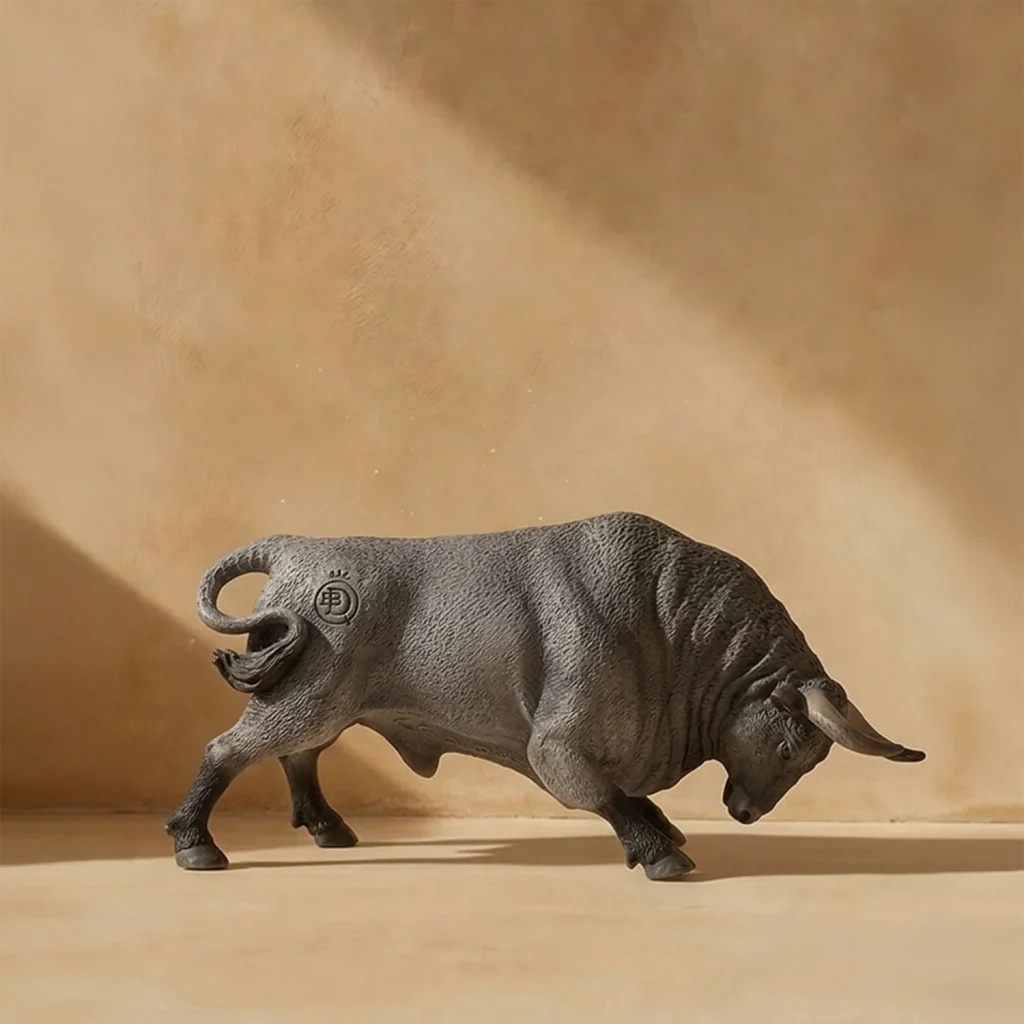 Toro agachado cardeno miniatura