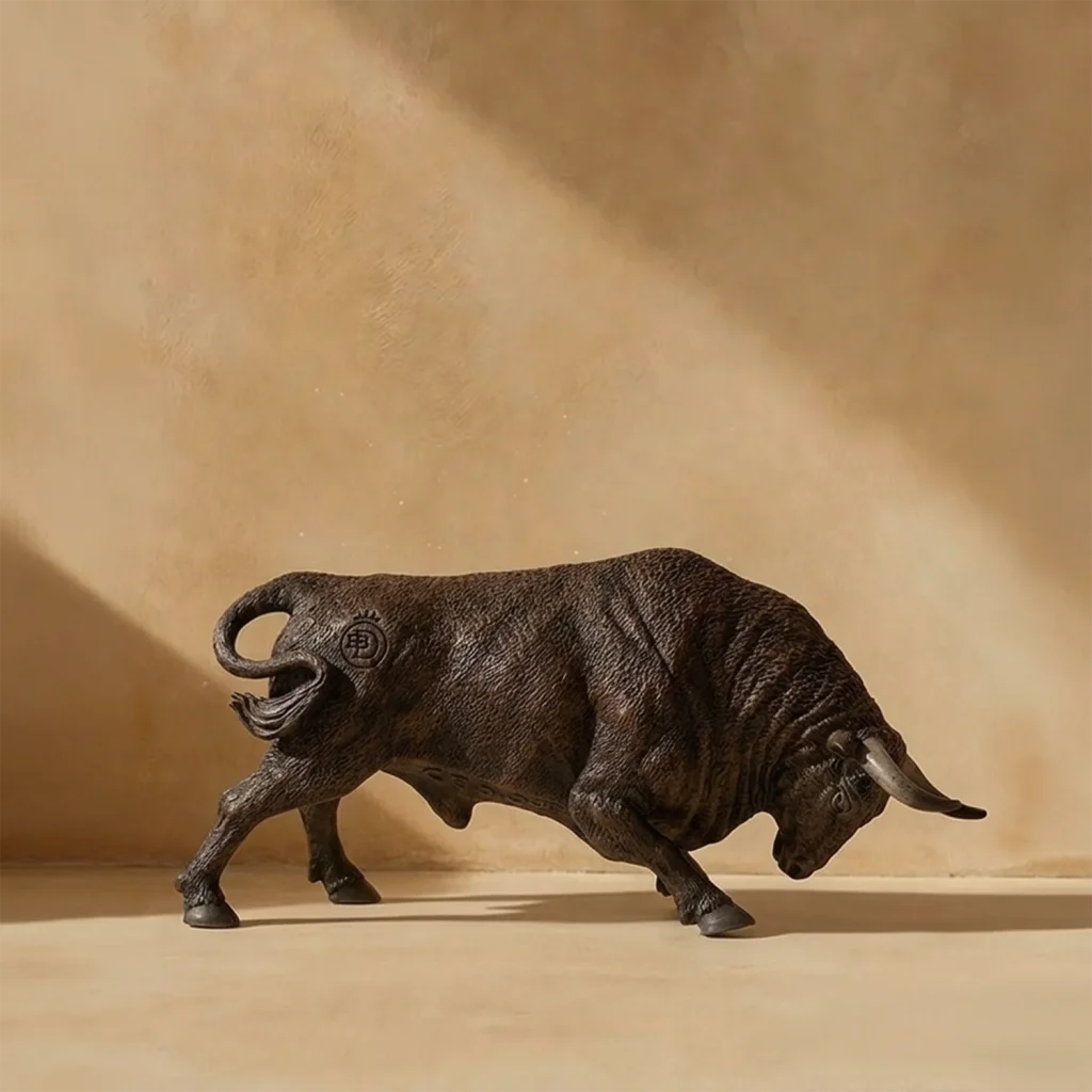 Toro agachado chorreado miniatura