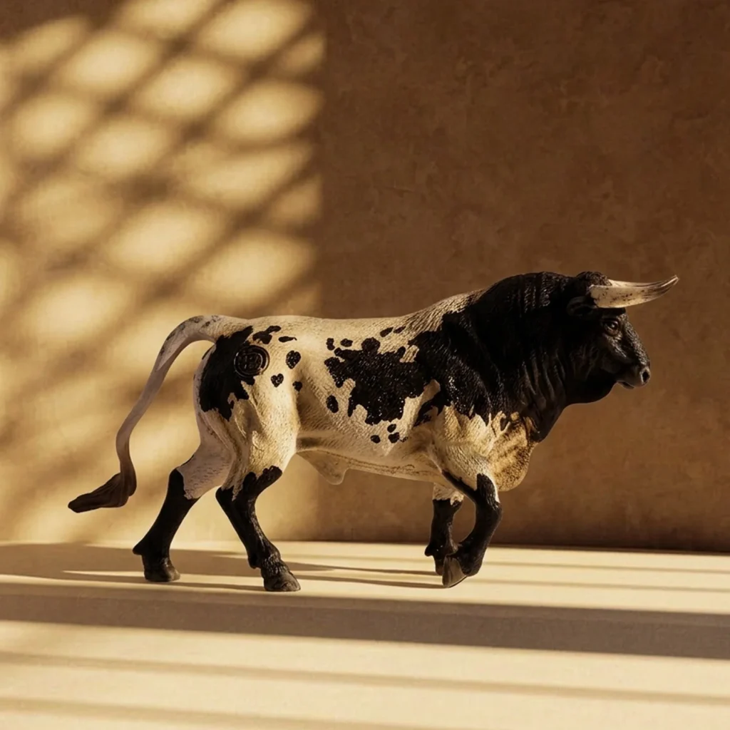 Toro bravo berrendo negro miniatura